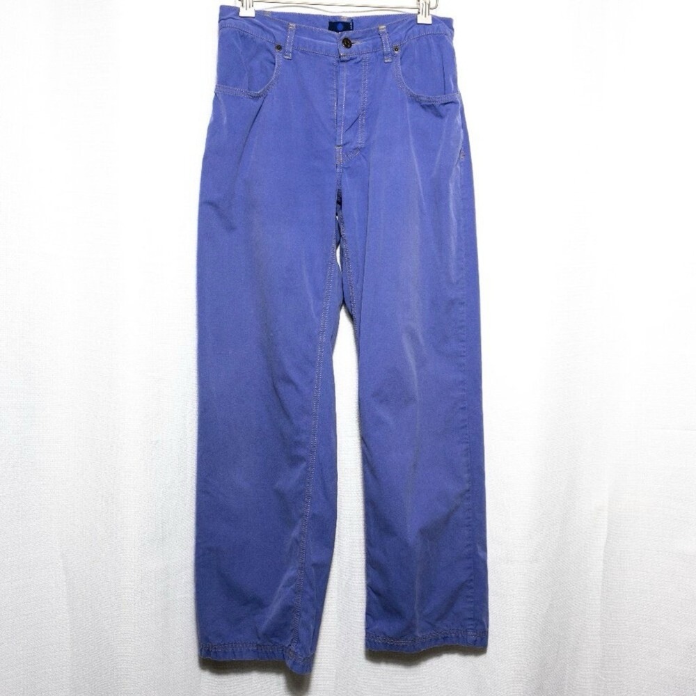 Women's High Waisted Pants 27 Periwinkle Blue Wide Leg Button Fly Streetwear